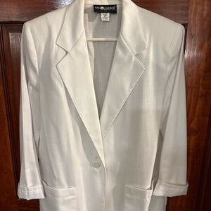 Vintage 1990s Sag Harbor White Blazer – Classic Linen Look